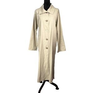 Maralyce Ferree Linen Coat Long Duster Cream Jacket Minimalist Trench Small